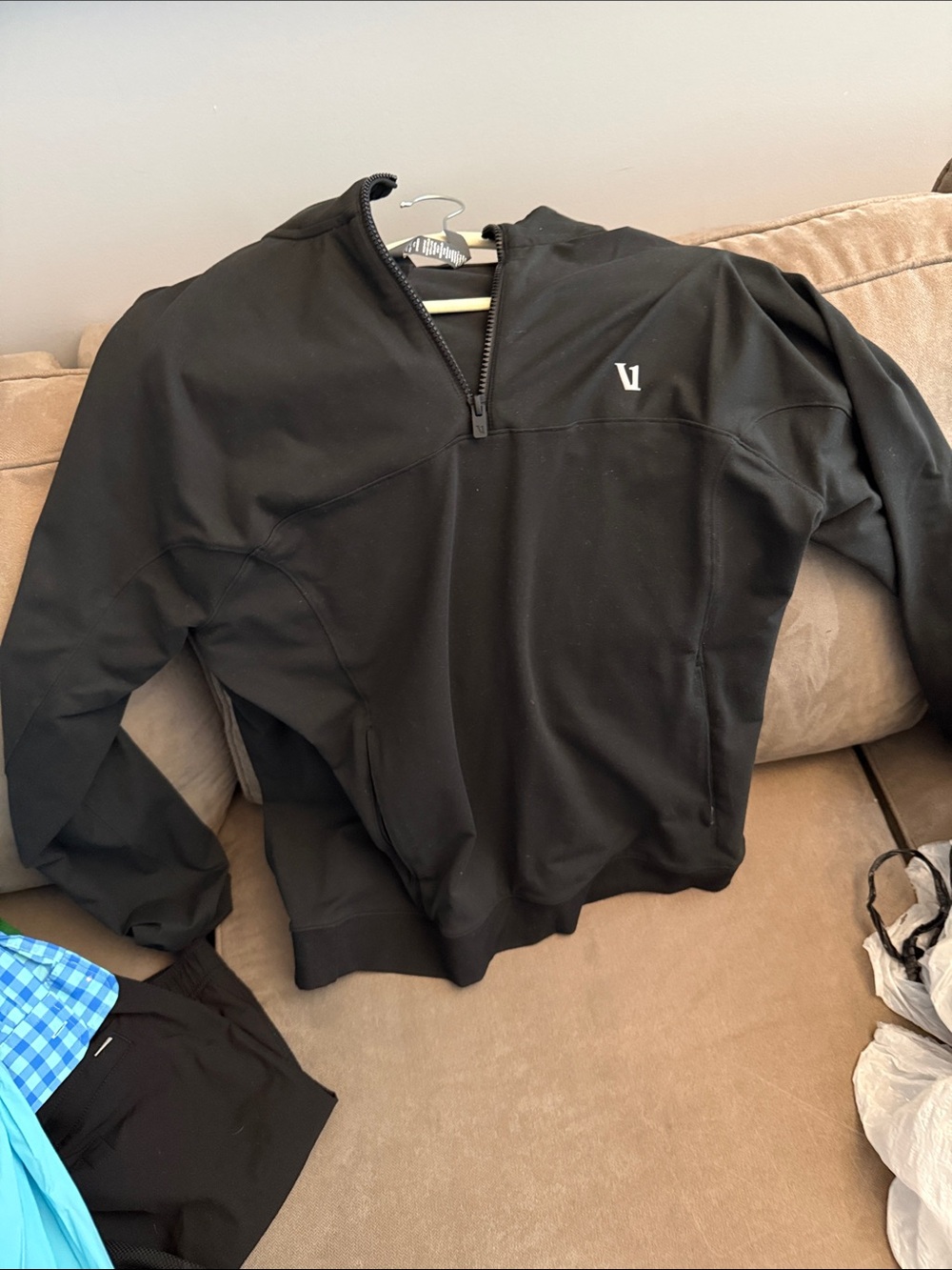 Vuori Black Quarter-Zip Performance Jacket